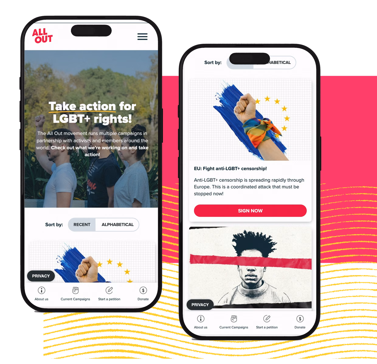 Mobile view of homepage