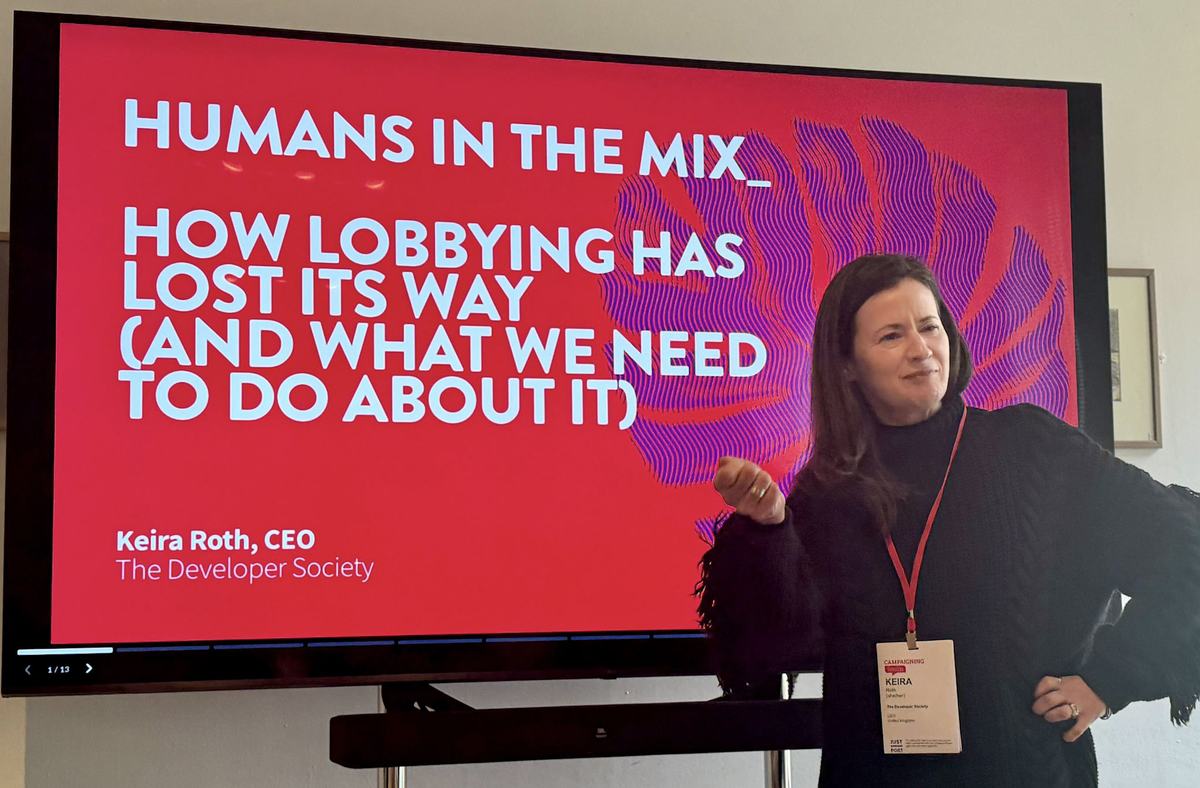 Keira Roth, CEO of The Developer Society, presenting