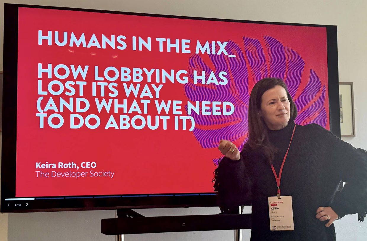 Keira Roth, CEO of The Developer Society, presenting